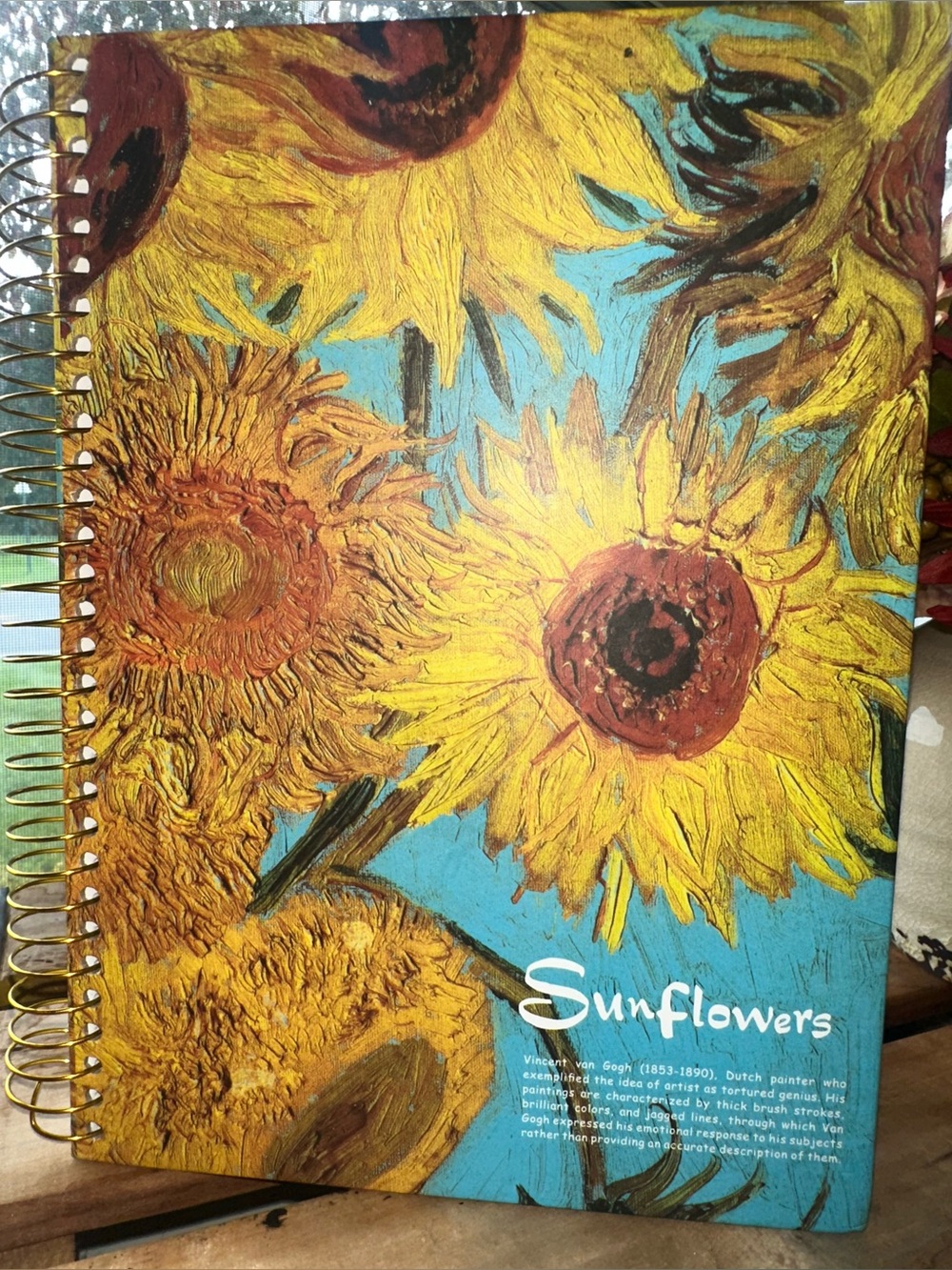Van Gogh Sunflower, Large Spiral Notebook, 8x10, Big, Hardcover~New - Picture 2 of 7